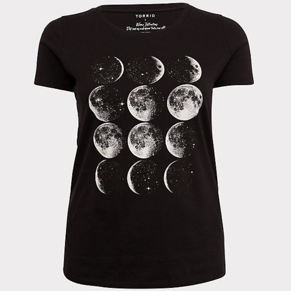 NWT Torrid Black Moon Phases Tee 3x